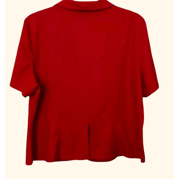 STUDIO EASE WOMAN SHORT SLV, BUTTON, TAILORED BLAZER - TOP, WOMENS, 20W-DARK RED - Picture 4 of 12
